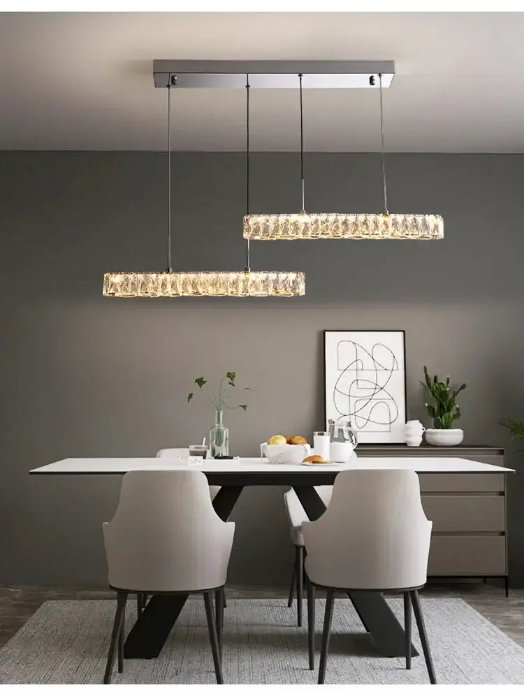 Modern crystal liner ceiling chandelier dining room led light