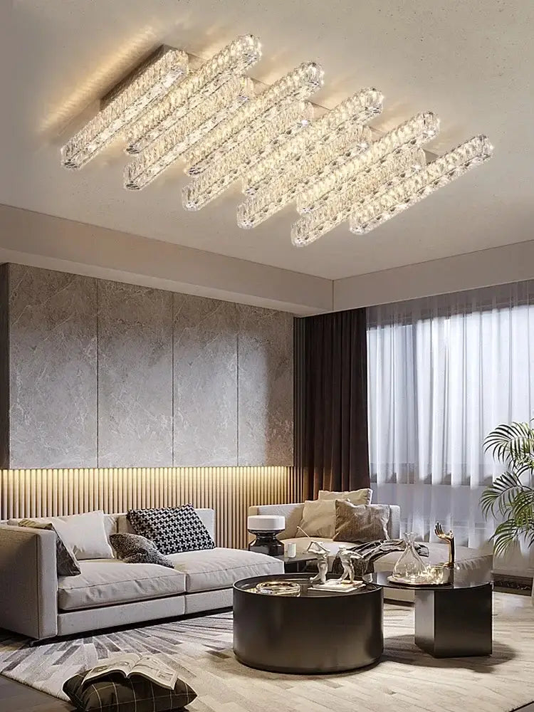 Modern crystal liner ceiling chandelier dining room led light