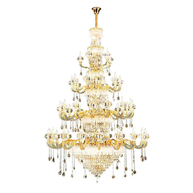 Grand multi tier gold crystal chandelier for living room