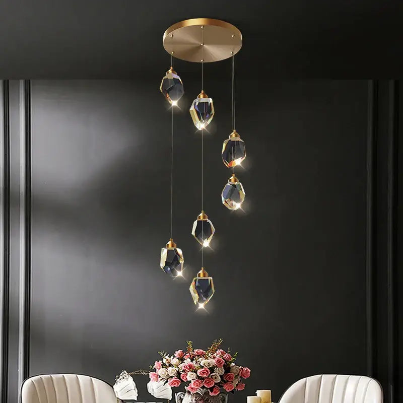 Modern crystal loft chandelier stairwell large pendant lighting