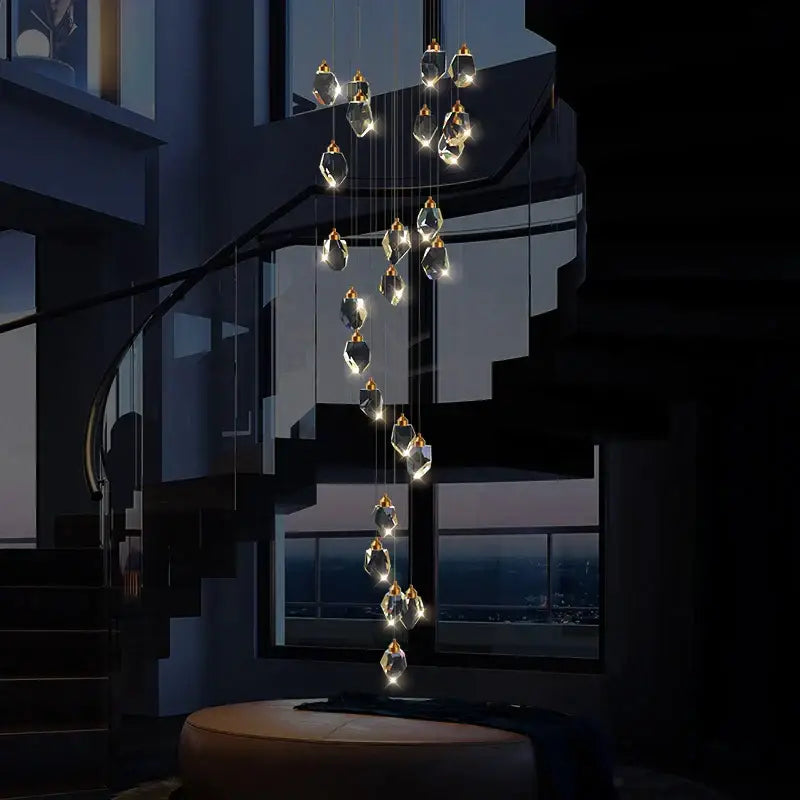 Modern crystal loft chandelier stairwell large pendant lighting