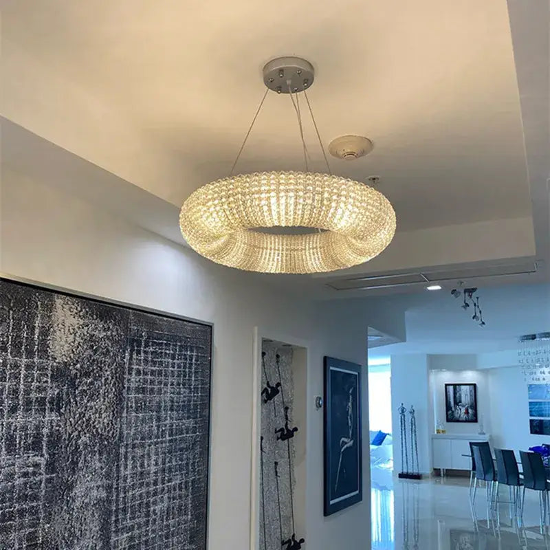 Modern luxury crystal loft chandelier living room pendant light