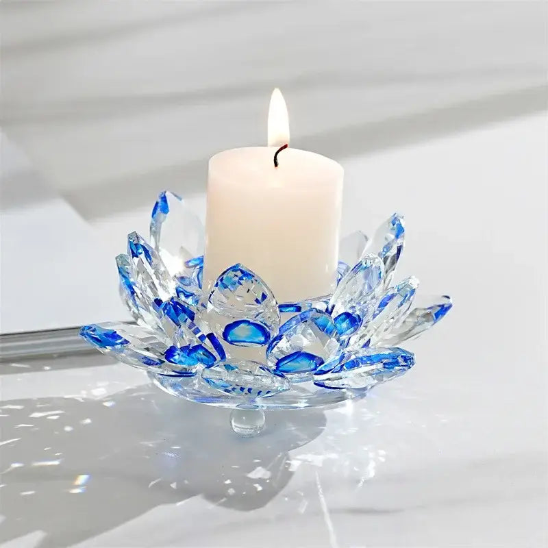Colorful crystal lotus candle holder dining room aromatherapy base