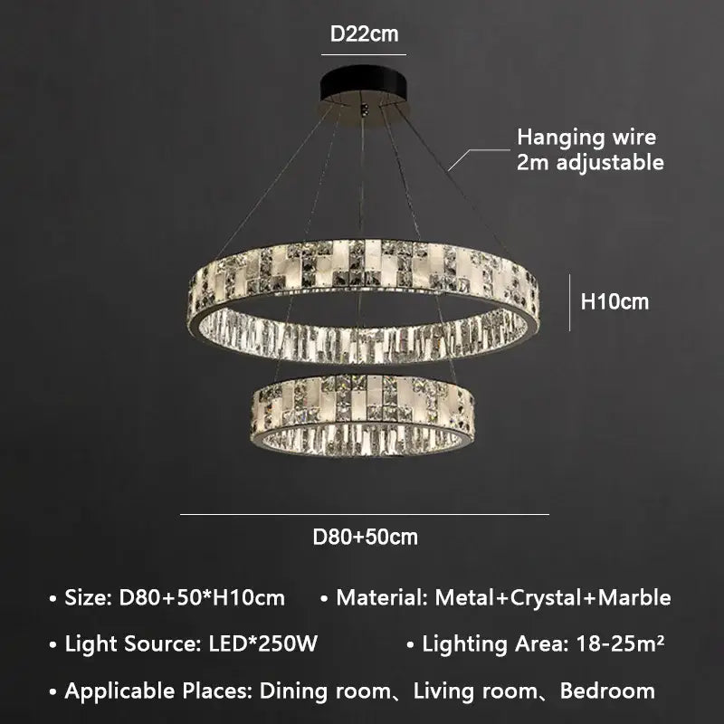 Modern crystal lustre circle chandelier dining room pendant light