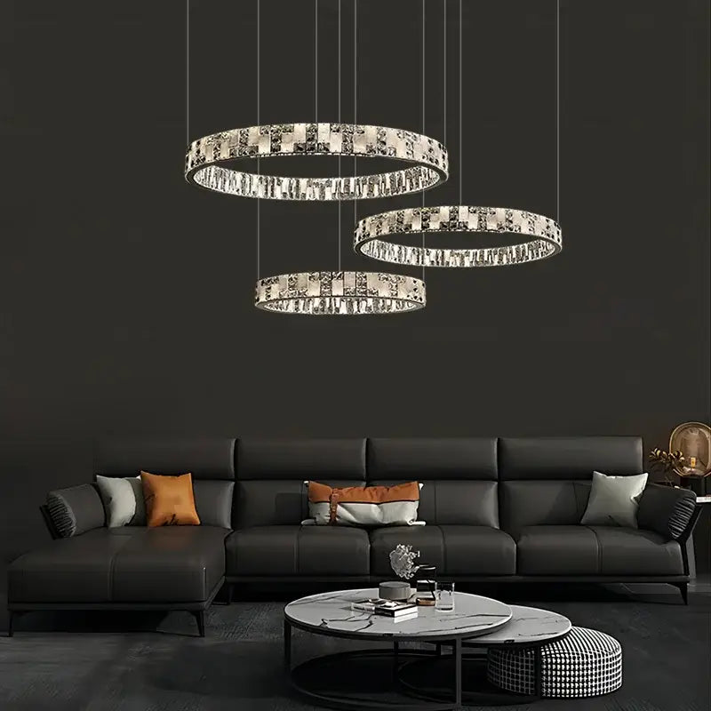 Modern crystal lustre circle chandelier dining room pendant light