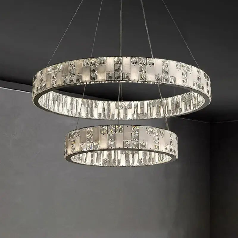 Modern crystal lustre circle chandelier dining room pendant light