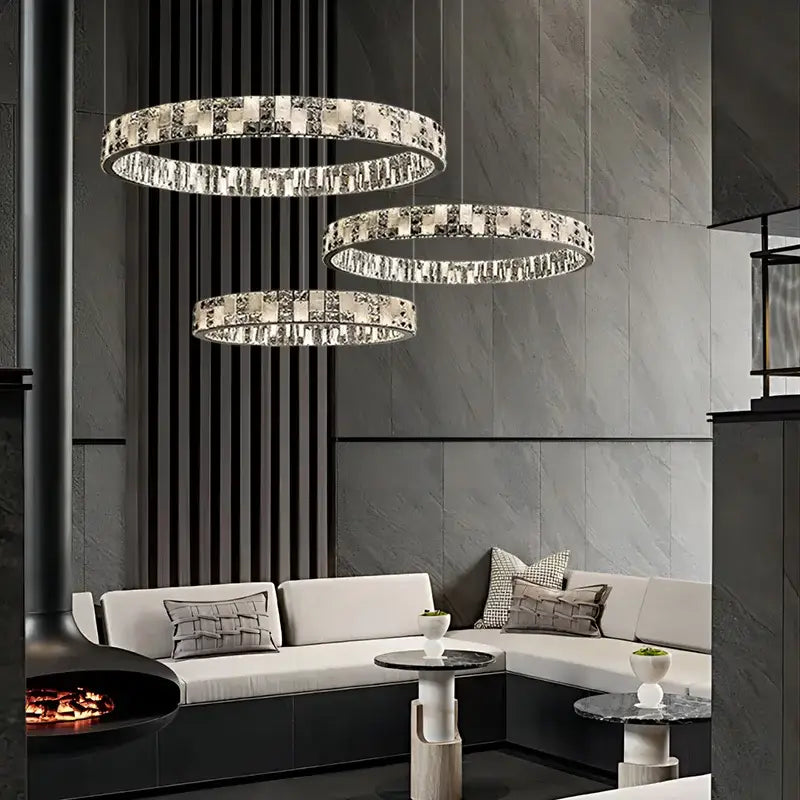 Modern crystal lustre circle chandelier dining room pendant light