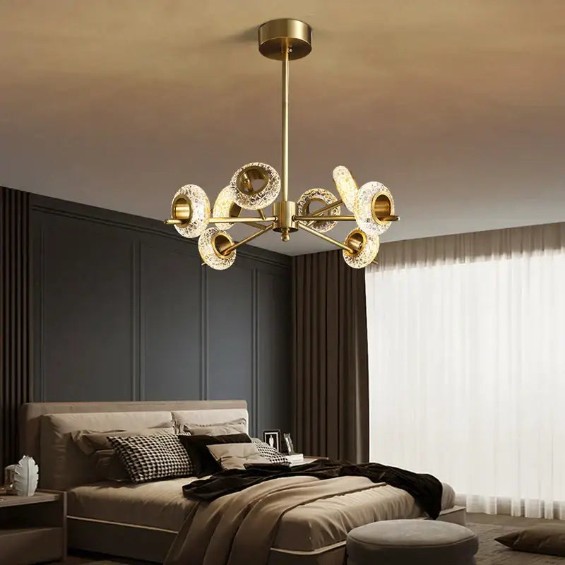 Modern gold crystal lustre led chandelier for dining room