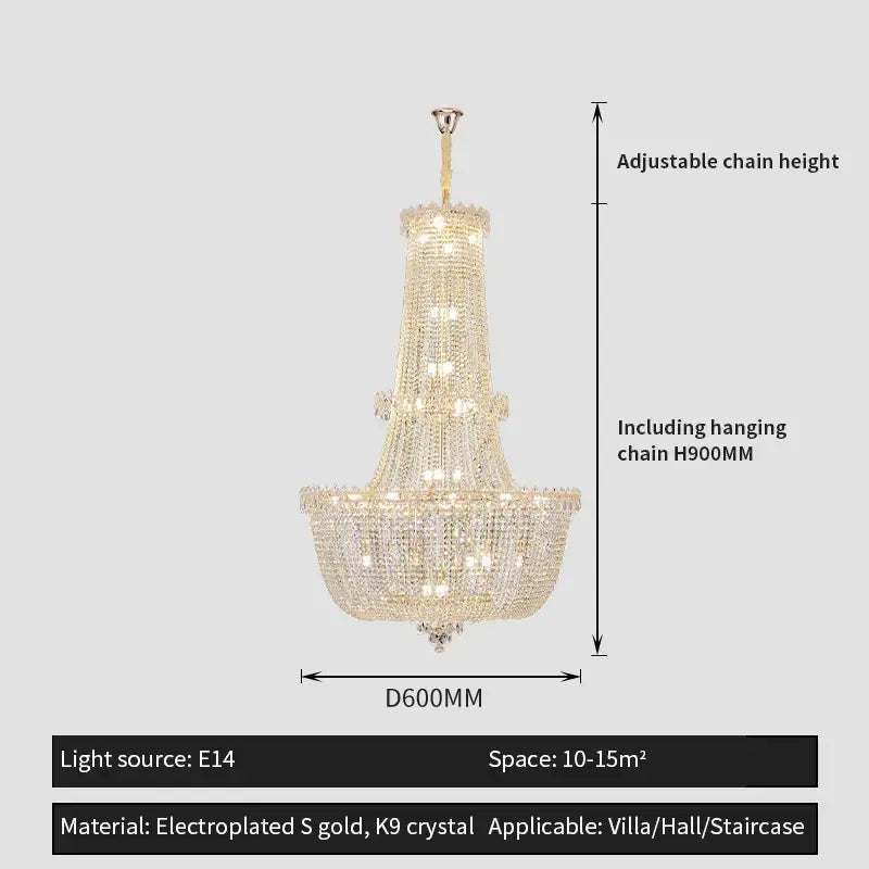 Modern european crystal luxe chandelier living room multi tiered light