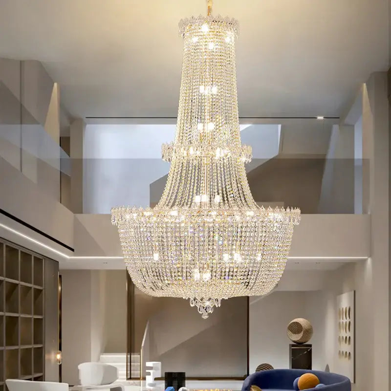 Modern european crystal luxe chandelier living room multi tiered light