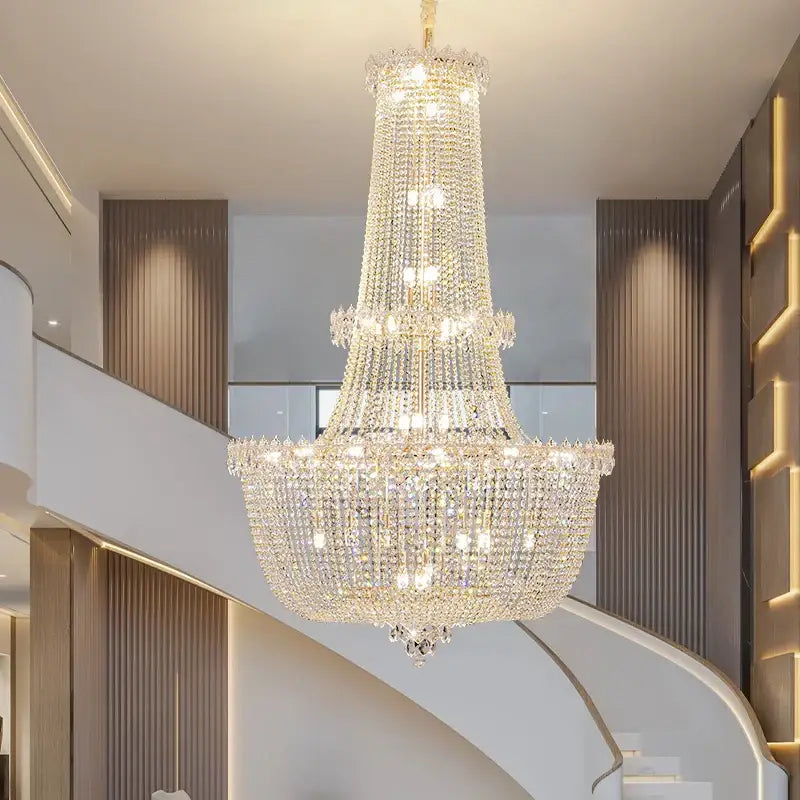 Modern european crystal luxe chandelier living room multi tiered light