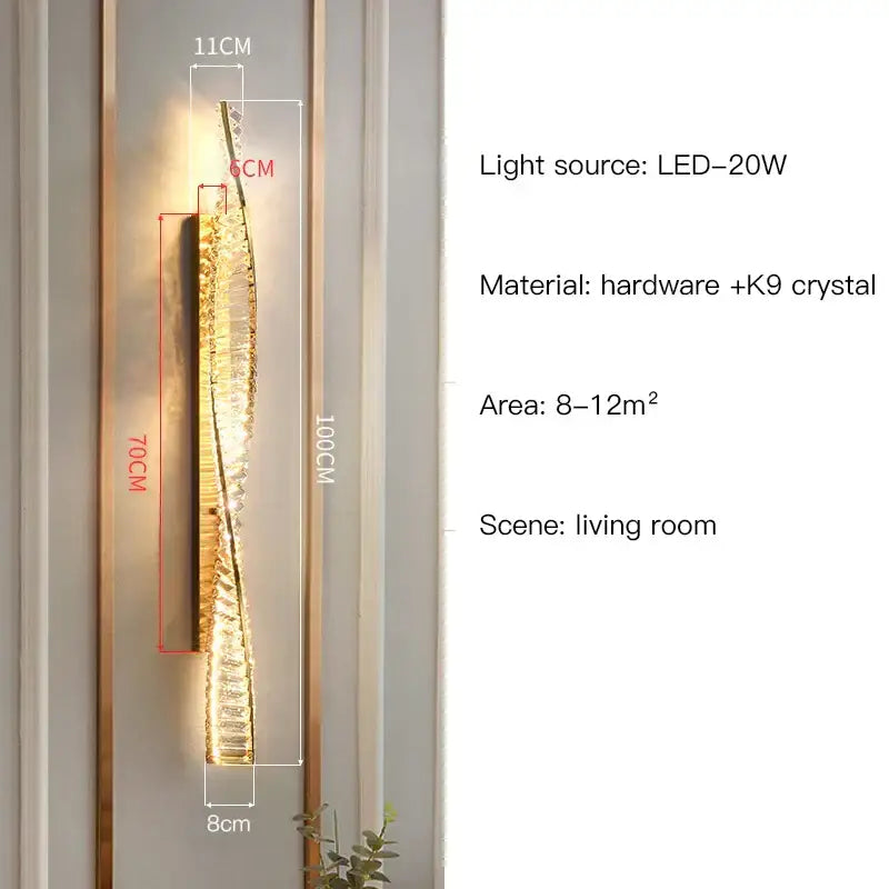 Glamorous gold crystal luxe wall sconce bedroom lighting