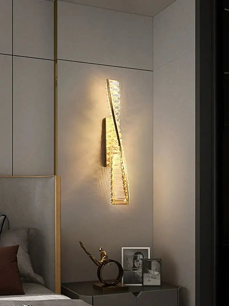 Glamorous gold crystal luxe wall sconce bedroom lighting