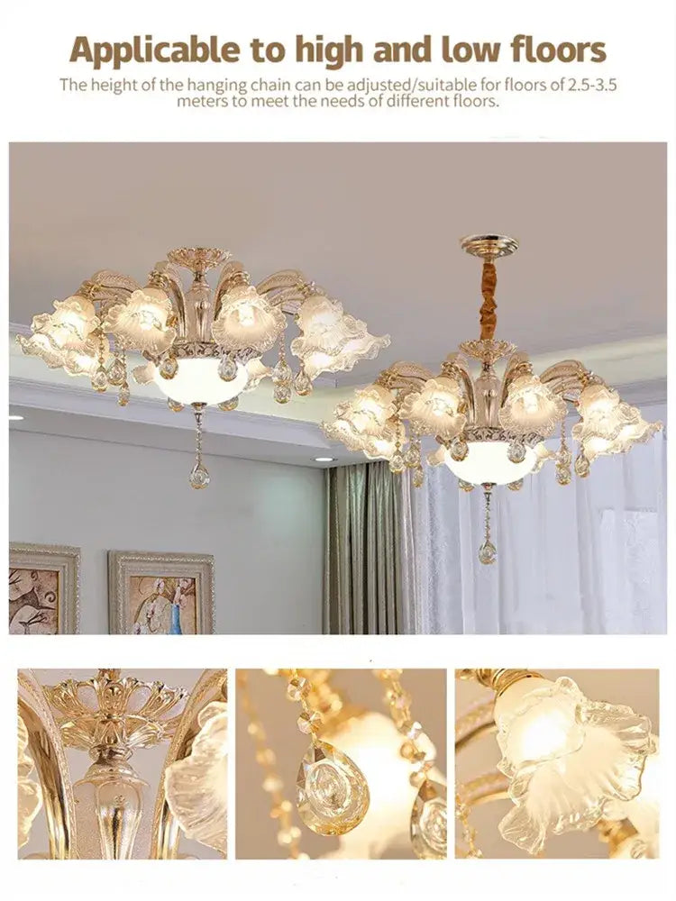 Modern gold crystal luxury ceiling chandelier for living room