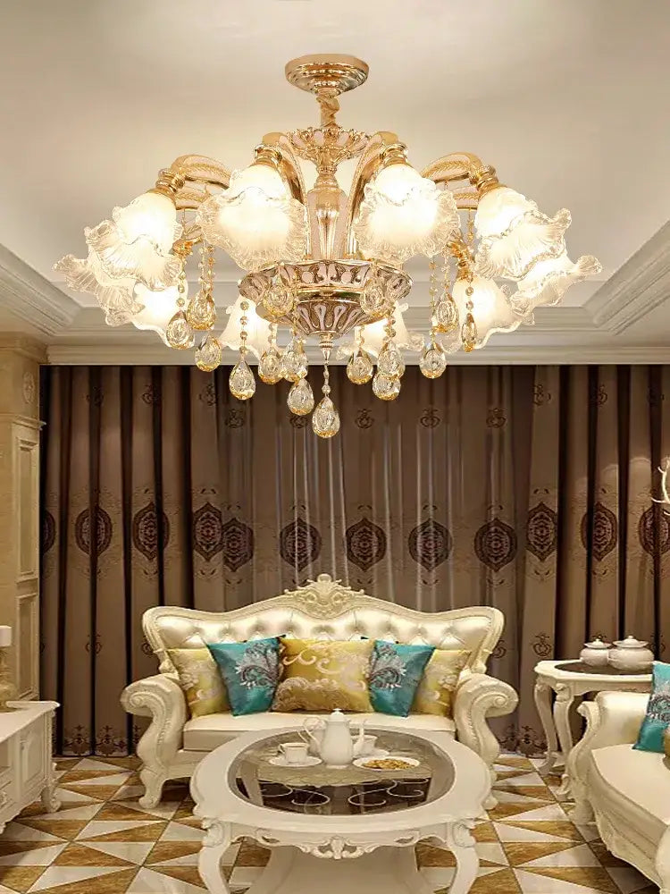 Modern gold crystal luxury ceiling chandelier for living room