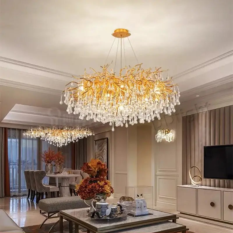 Modern gold crystal luxury ceiling chandelier for dining room