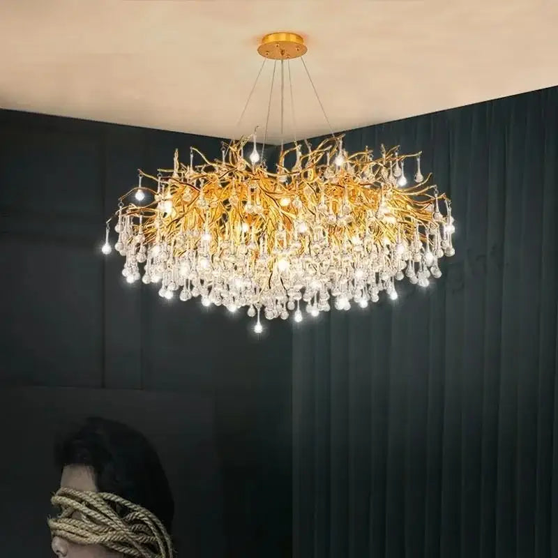 Modern gold crystal luxury ceiling chandelier for dining room