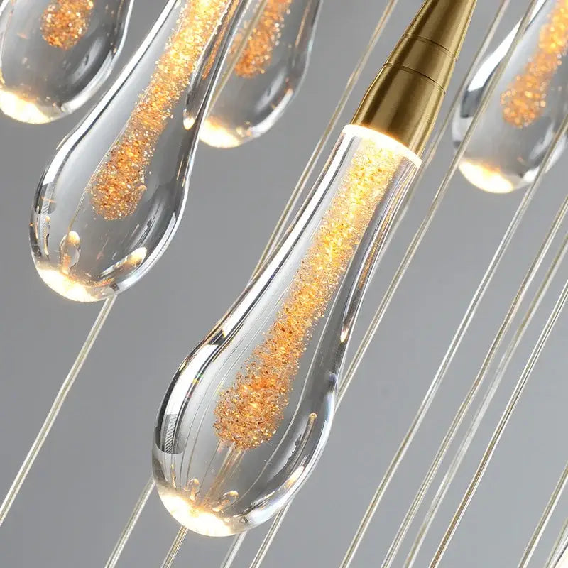 Modern gold crystal luxury ceiling chandelier staircase pendant light