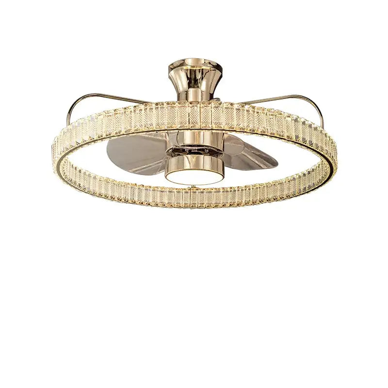 Luxury gold crystal ceiling fan living room light with remote