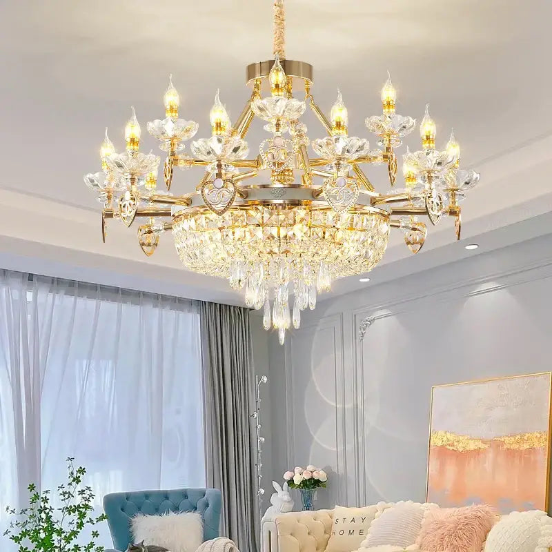 Decorbites crystal luxury gold chandelier for living room
