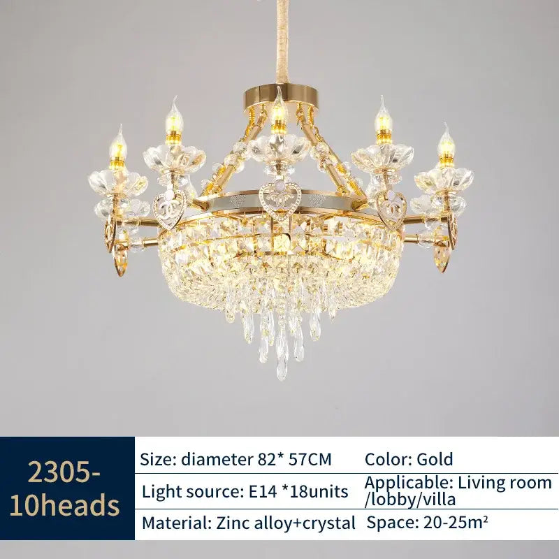 Decorbites crystal luxury gold chandelier for living room
