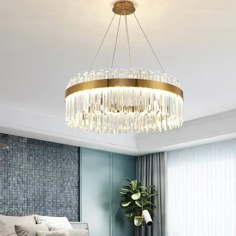Modern gold luxury modest crystal chandelier dining room light