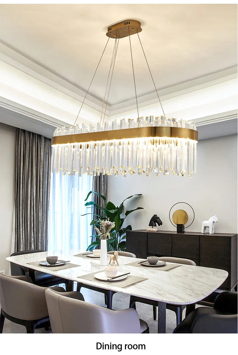 Modern gold luxury modest crystal chandelier dining room light