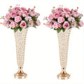 Crystal encrusted gold vases with pink & purple roses dining room decor
