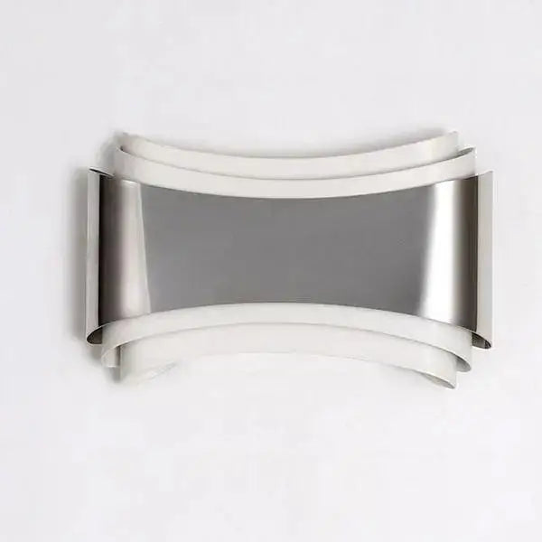 Curved modern wall sconce brushed stainless steel living room light