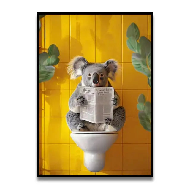 Black cat on pink toilet bathroom canvas wall art