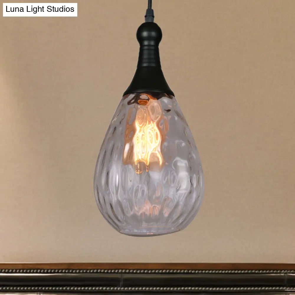 Industrial black & brass smoked glass pendant ceiling light bedroom