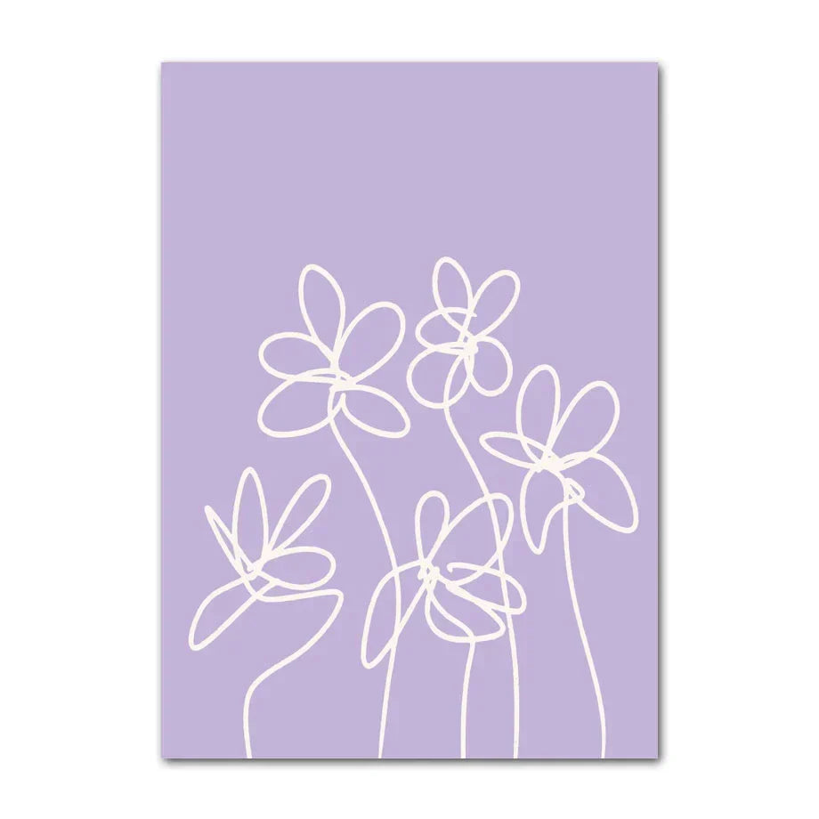 Danish pastel lavender smiley flower wall art for bedroom