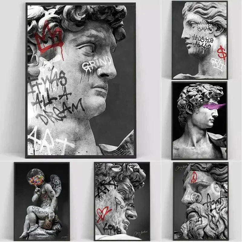 Classical david graffiti art canvas print bedroom wall decor