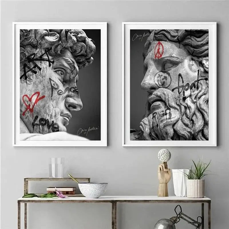 Classical david graffiti art canvas print bedroom wall decor