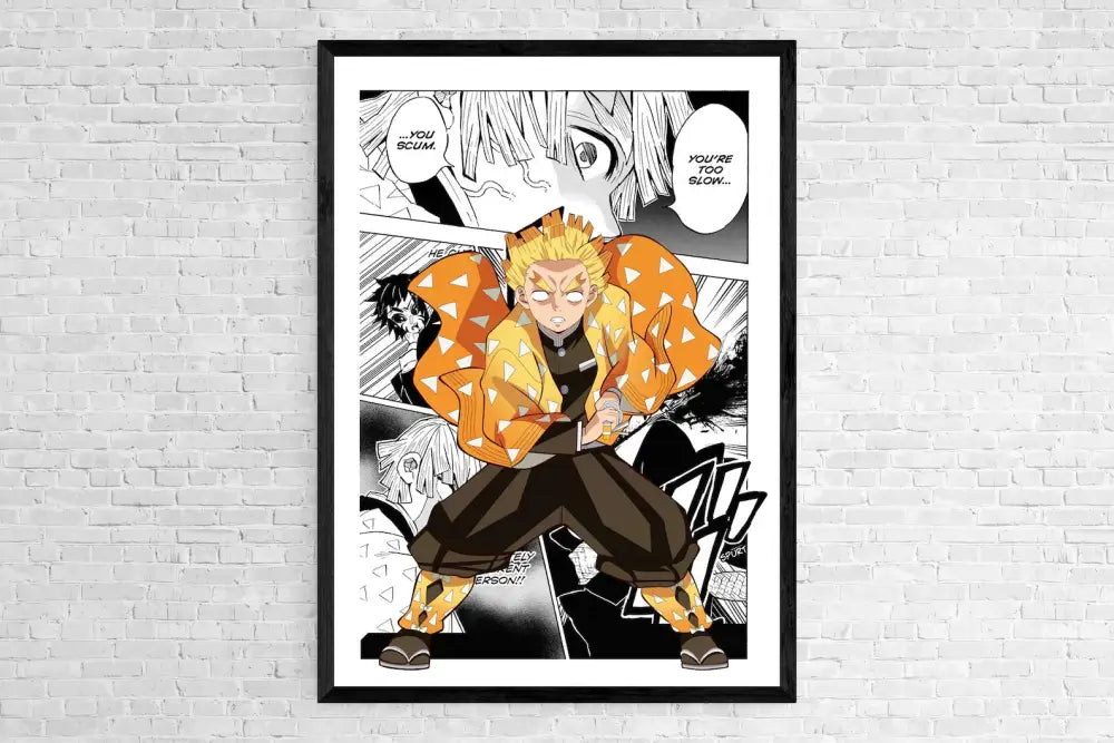 Framed demon slayer canvas poster set bedroom wall decor