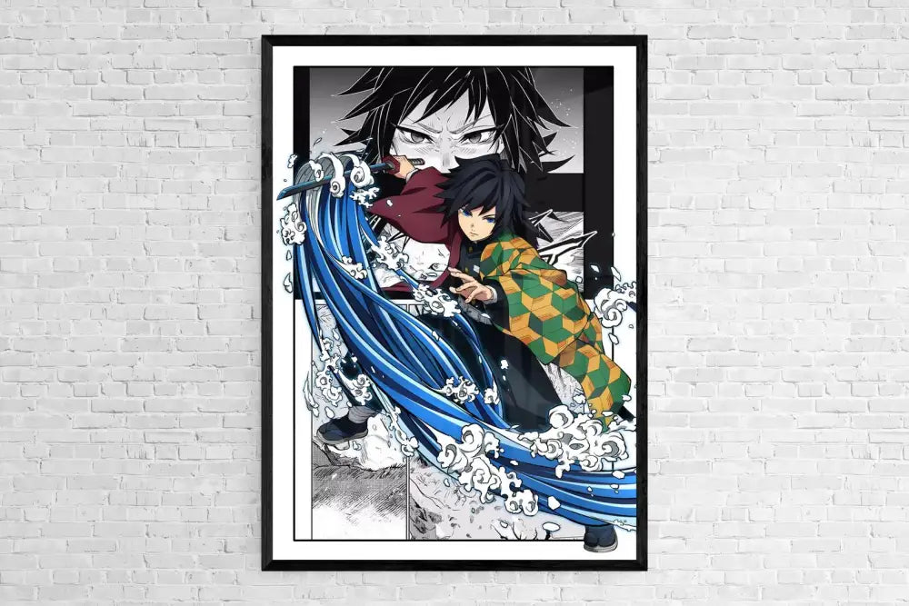 Framed demon slayer canvas poster set bedroom wall decor