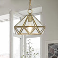 Modern brass diamond pendant light with clear glass for bedroom