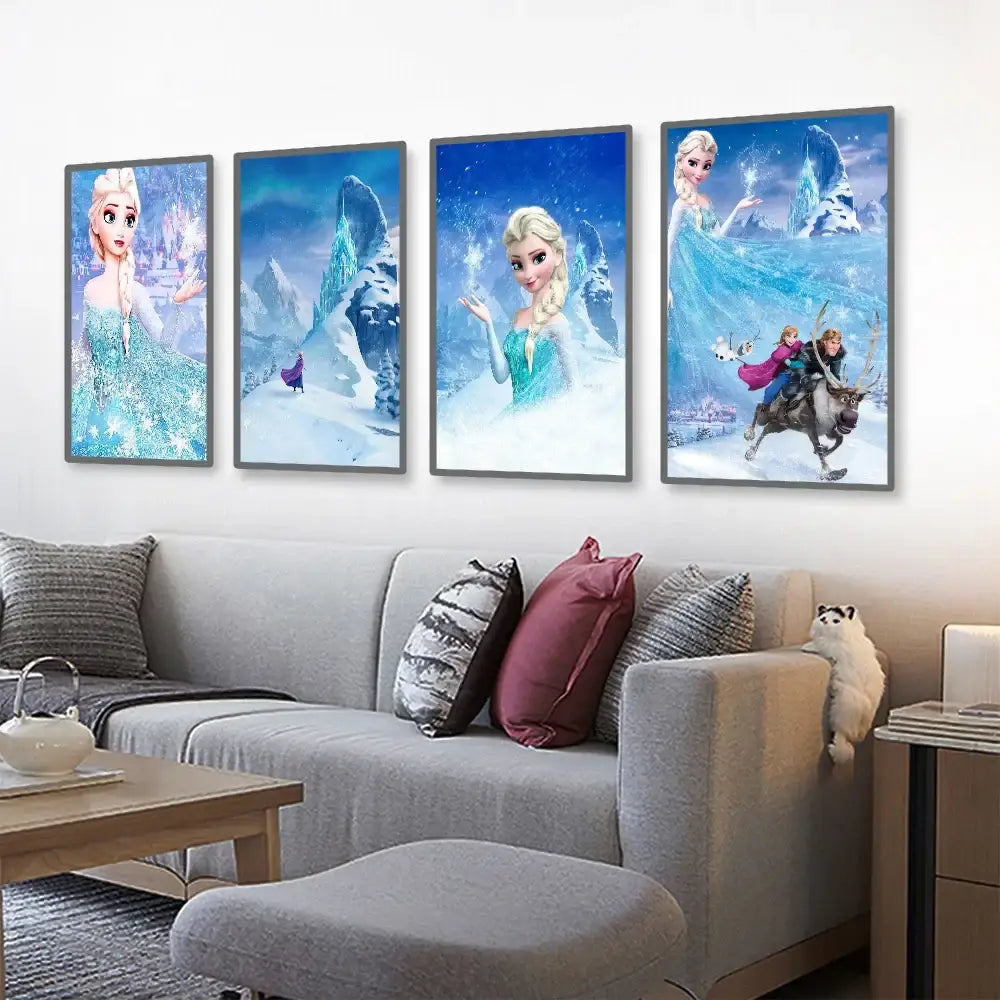 Pink floral disney frozen elsa canvas diamond painting bedroom art