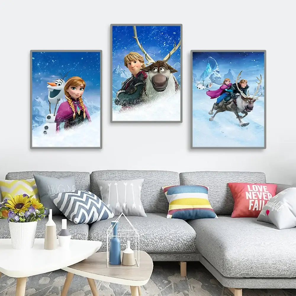 Pink floral disney frozen elsa canvas diamond painting bedroom art