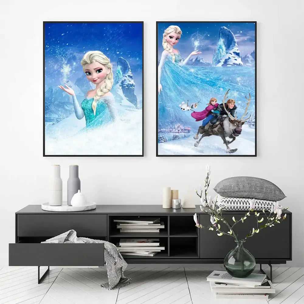 Pink floral disney frozen elsa canvas diamond painting bedroom art