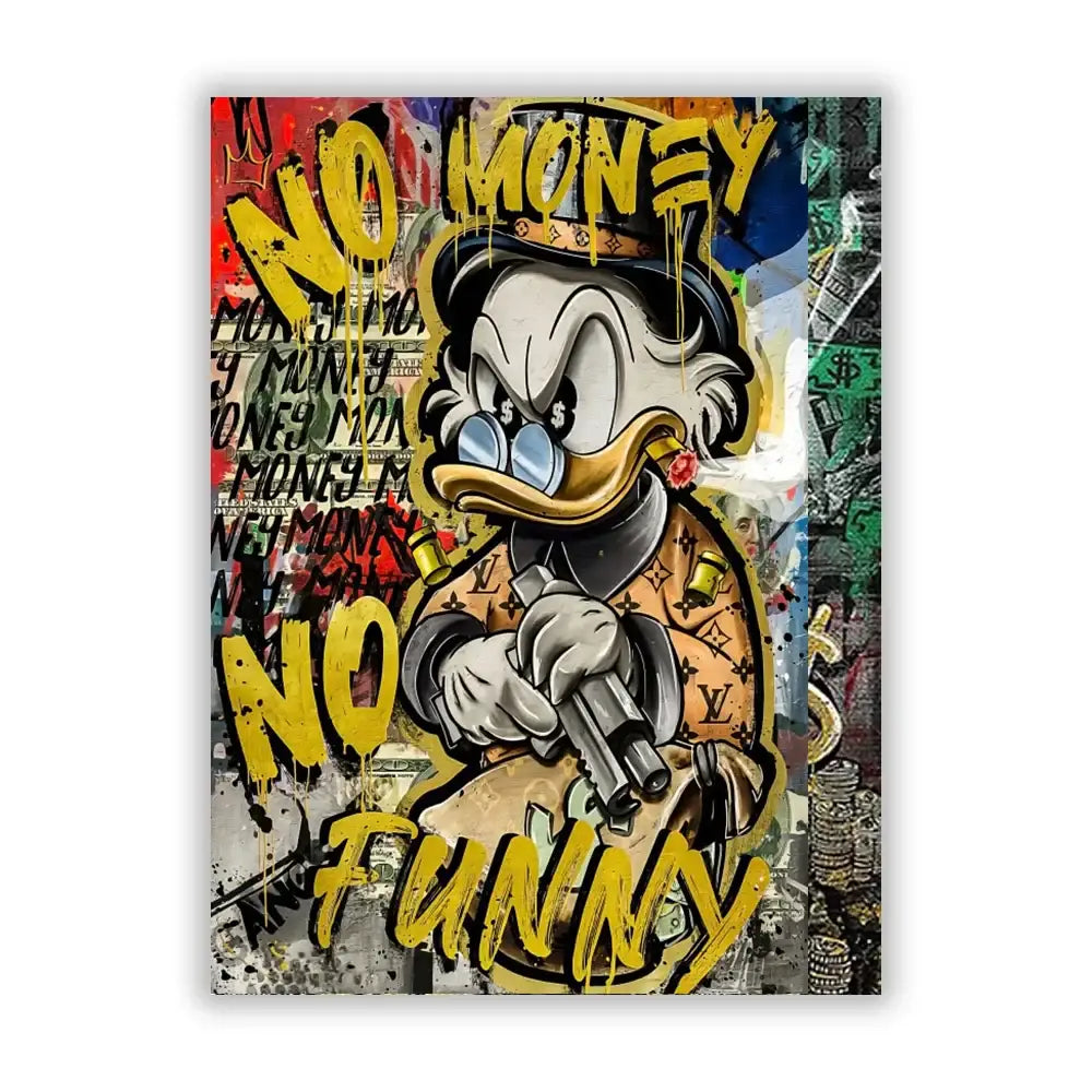 Graffiti disney marvel donald duck framed canvas art living room decor