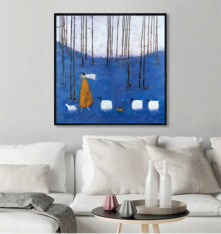 Whimsical cyclists canvas wall art – living room nordic painting