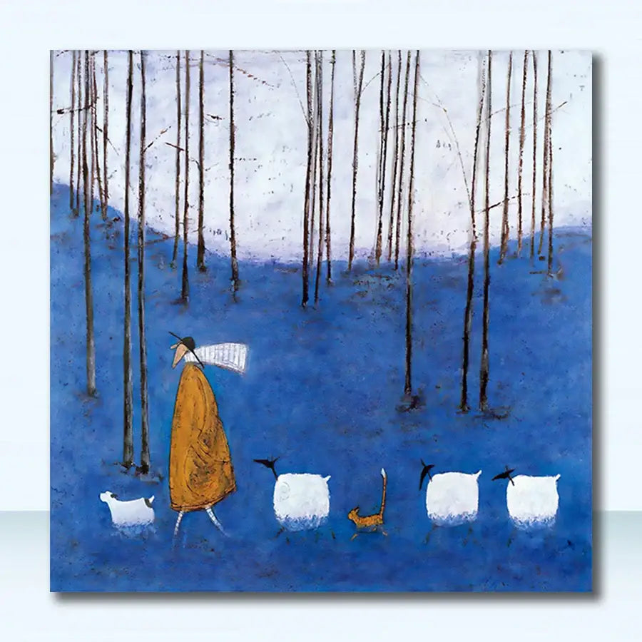 Whimsical cyclists canvas wall art – living room nordic painting