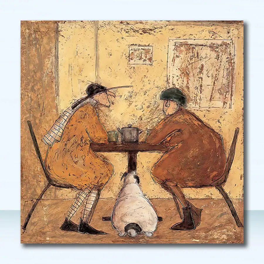 Whimsical cyclists canvas wall art – living room nordic painting