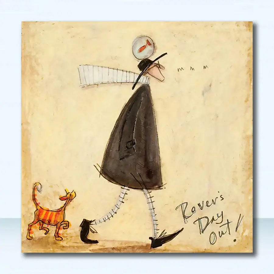 Whimsical cyclists canvas wall art – living room nordic painting