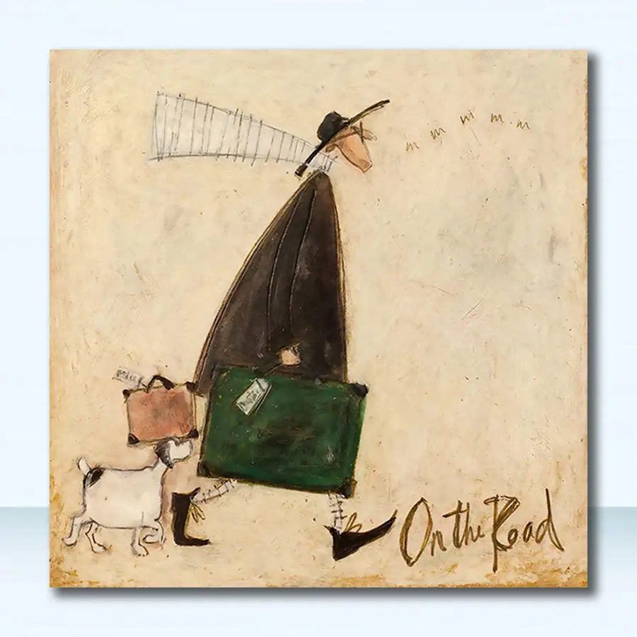 Whimsical cyclists canvas wall art – living room nordic painting