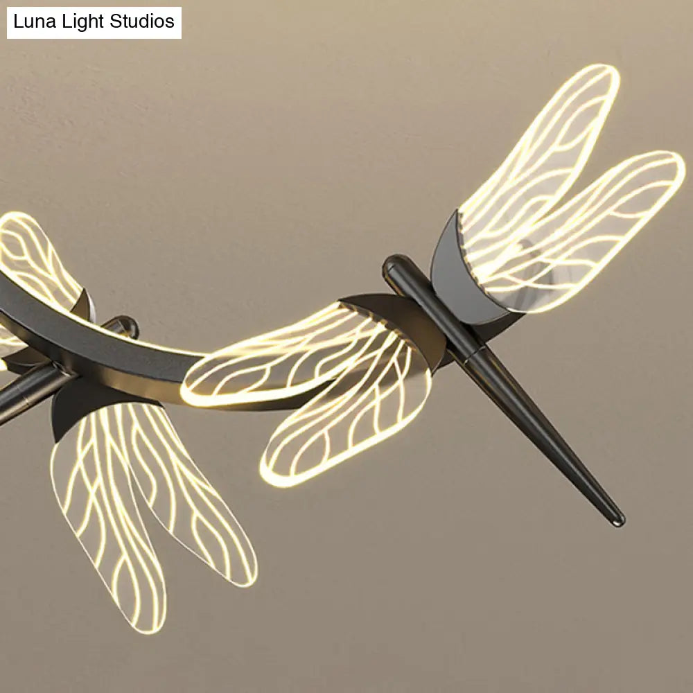 Modern black & silver dragonfly curve linear led – dining room light