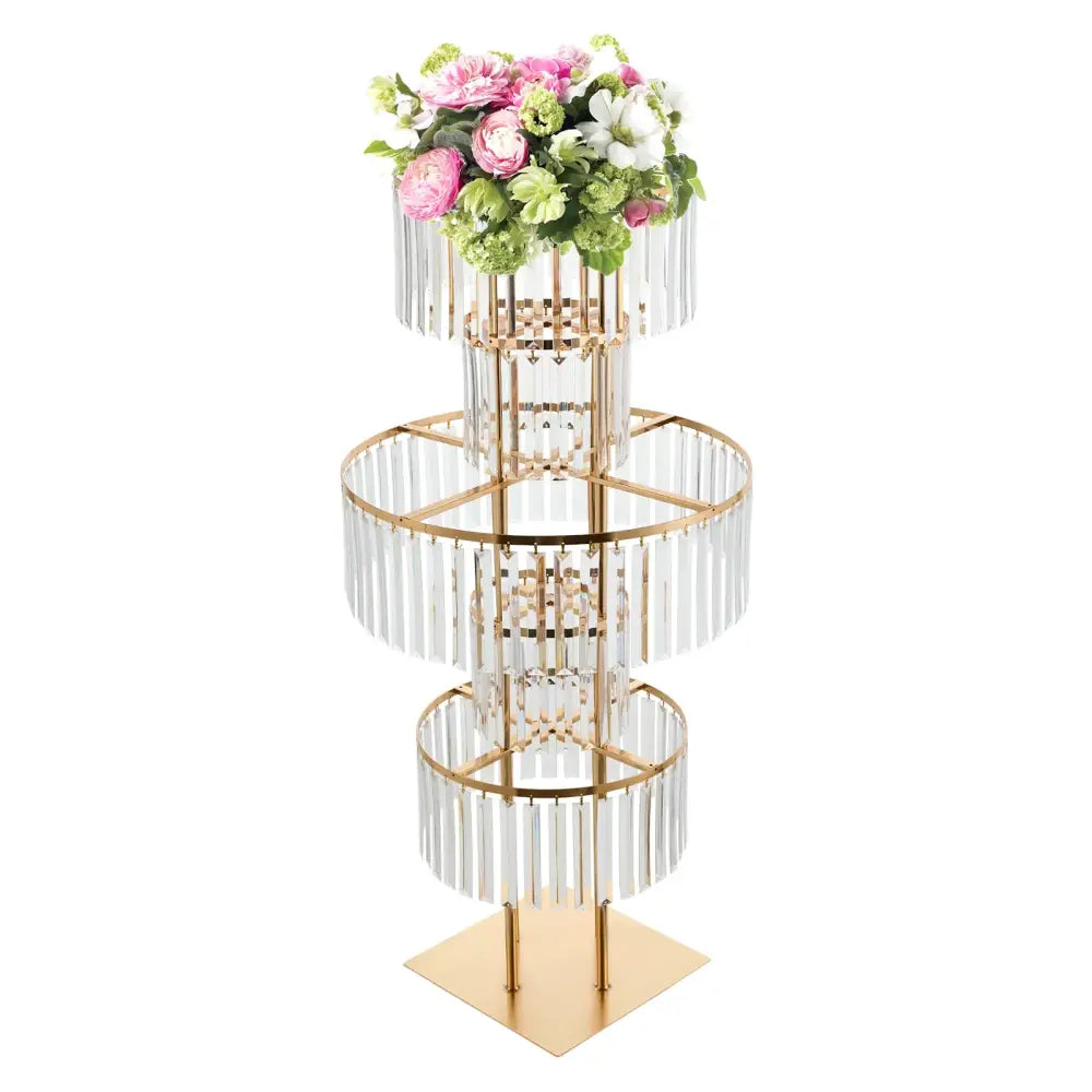 Elegant crystal and gold wedding flower stand dining room centerpiece