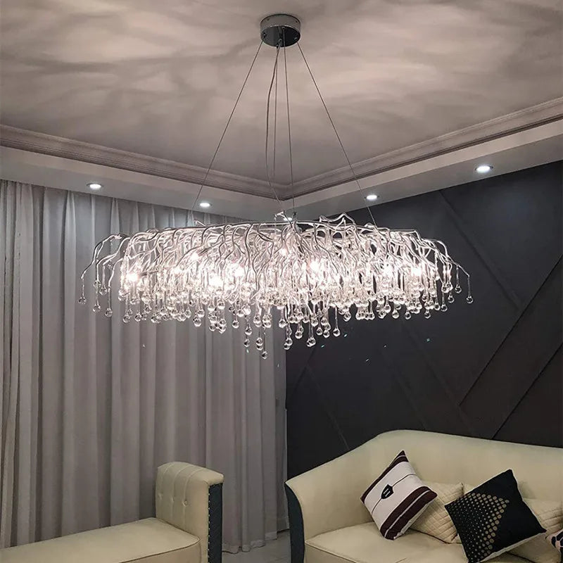 Elegant gold chrome crystal chandelier for living room