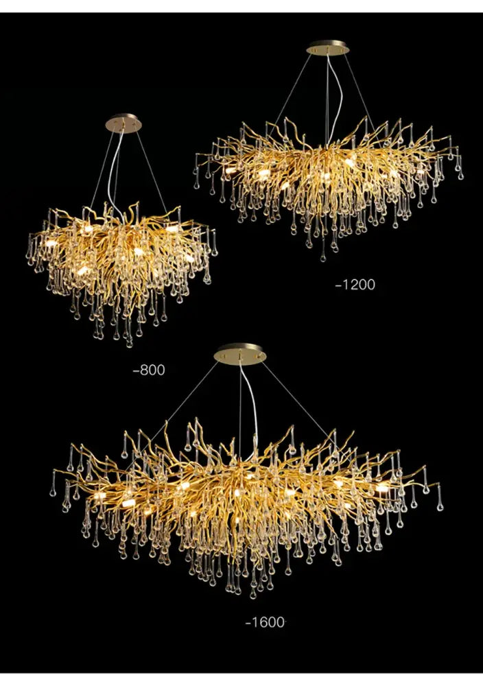Elegant gold crystal chandelier for living room aluminum pendant